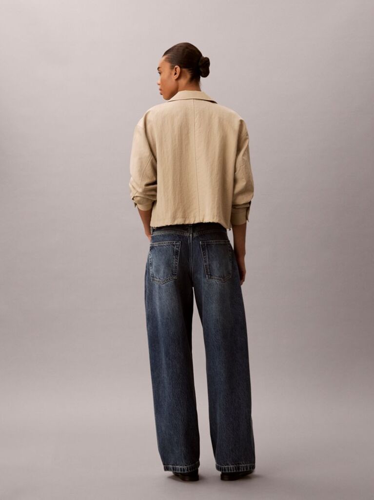 Denim Blugi Baggy Cu Talie Joasa Si Cusaturi Rasucite  Femei