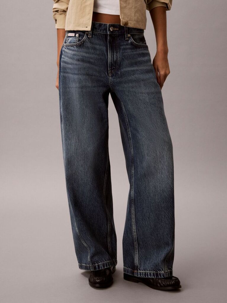 Denim Blugi Baggy Cu Talie Joasa Si Cusaturi Rasucite  Femei