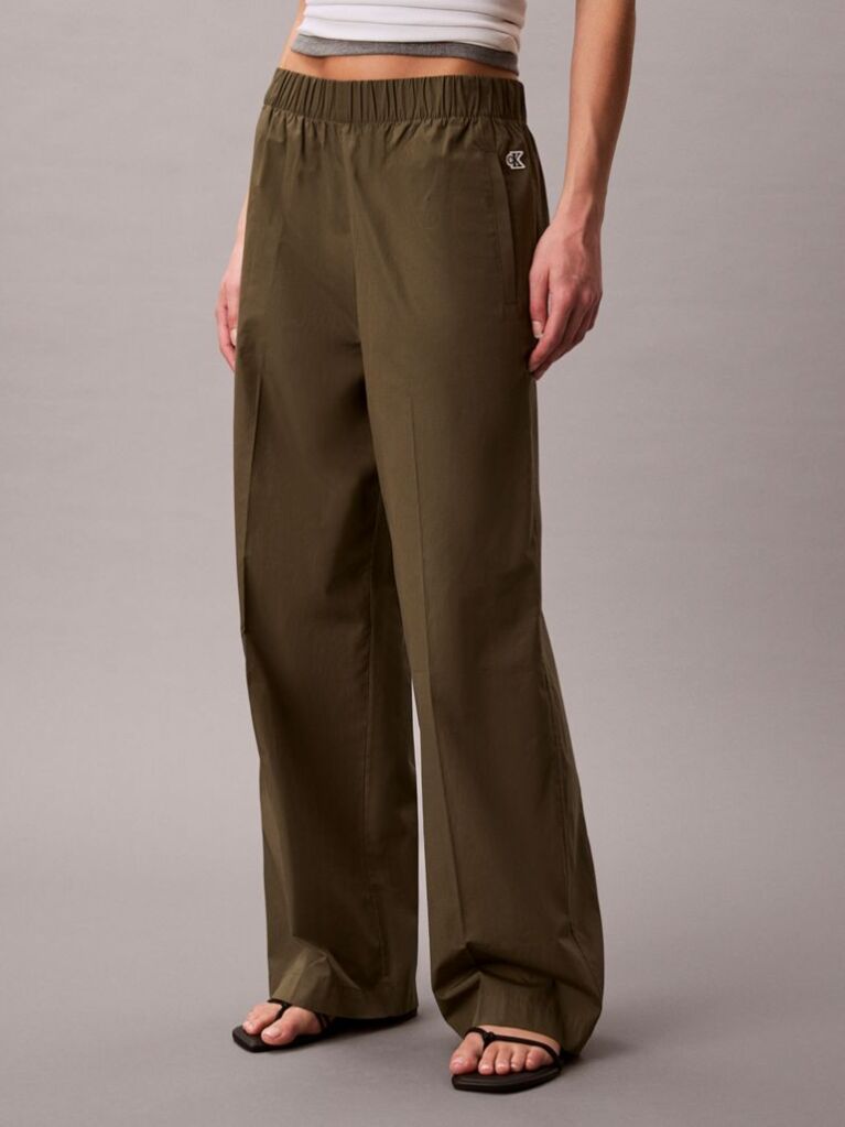 Bej Pantaloni Din Poplin De Bumbac  Femei