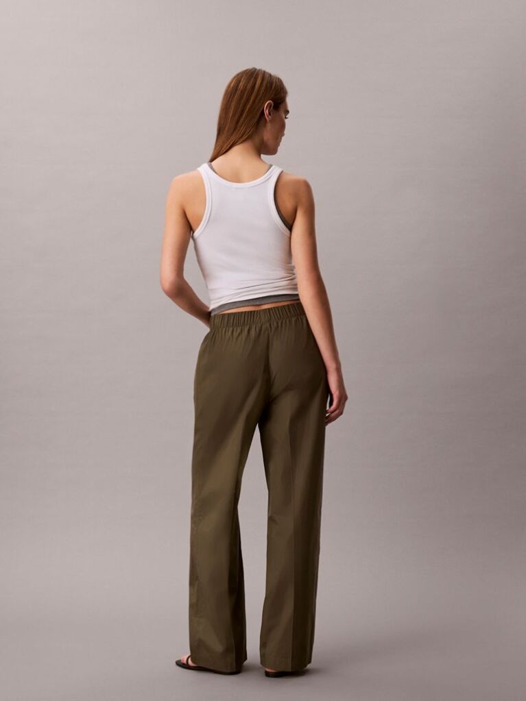 Bej Pantaloni Din Poplin De Bumbac  Femei