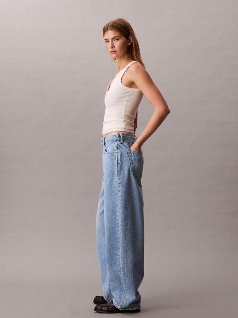 Denim Blugi Barrel Cu Croiala Lejera  Femei