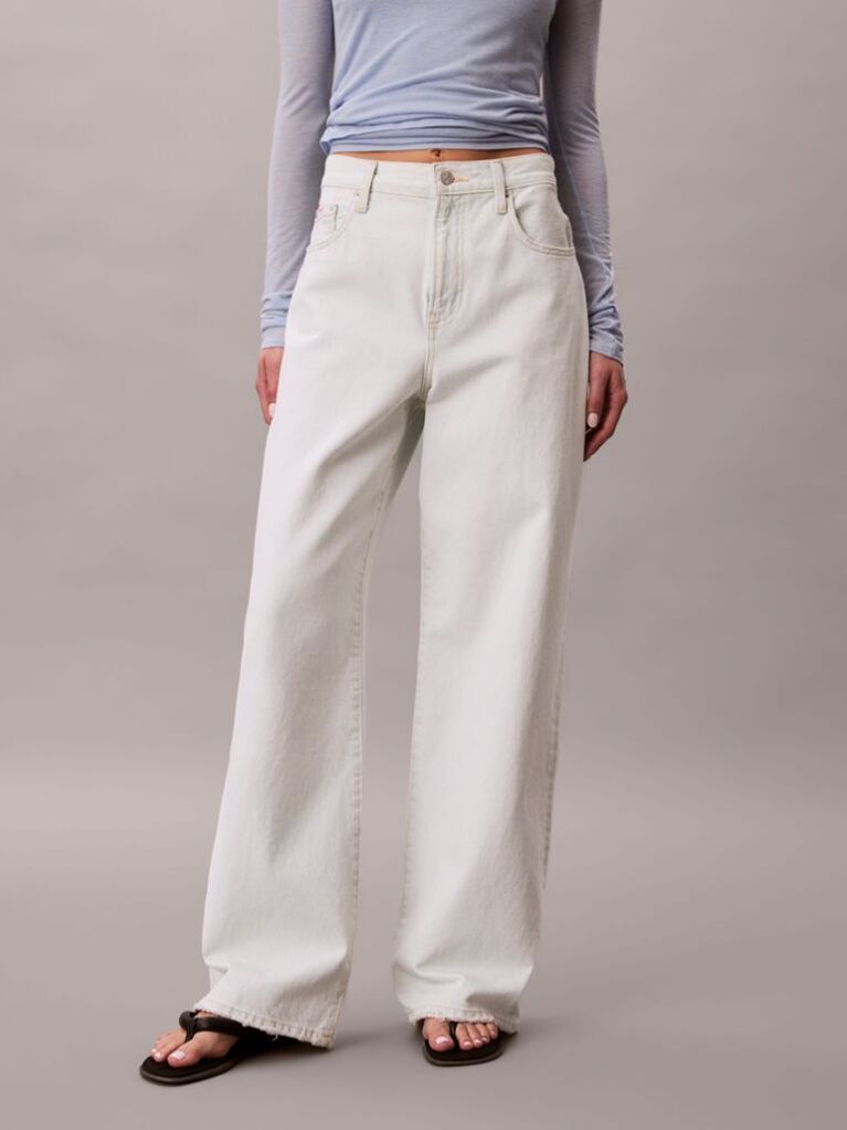 Alb Blugi Wide Leg  Femei