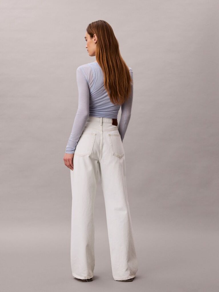 Alb Blugi Wide Leg  Femei