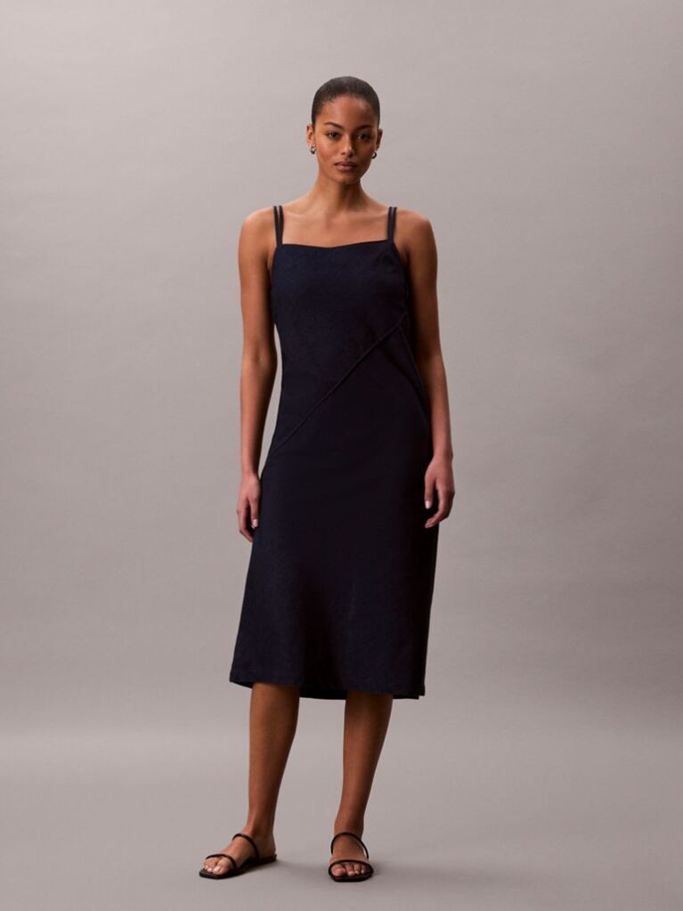 Albastru Rochie Din Denim Moale Cu Bretele Subtiri  Femei