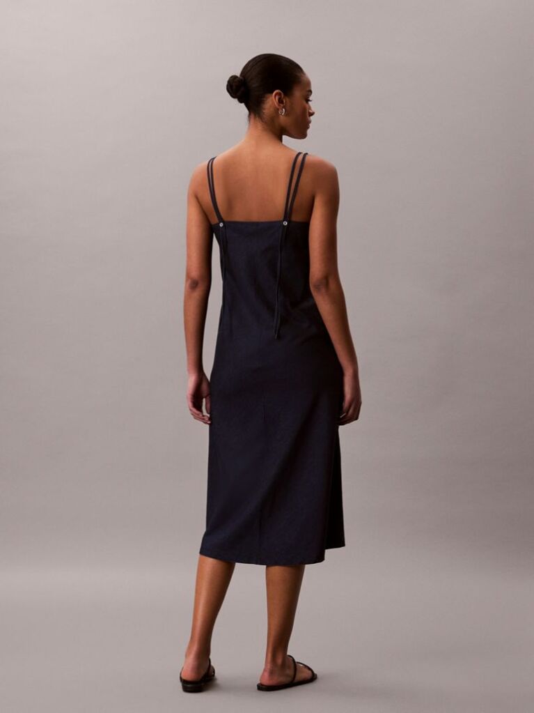 Albastru Rochie Din Denim Moale Cu Bretele Subtiri  Femei