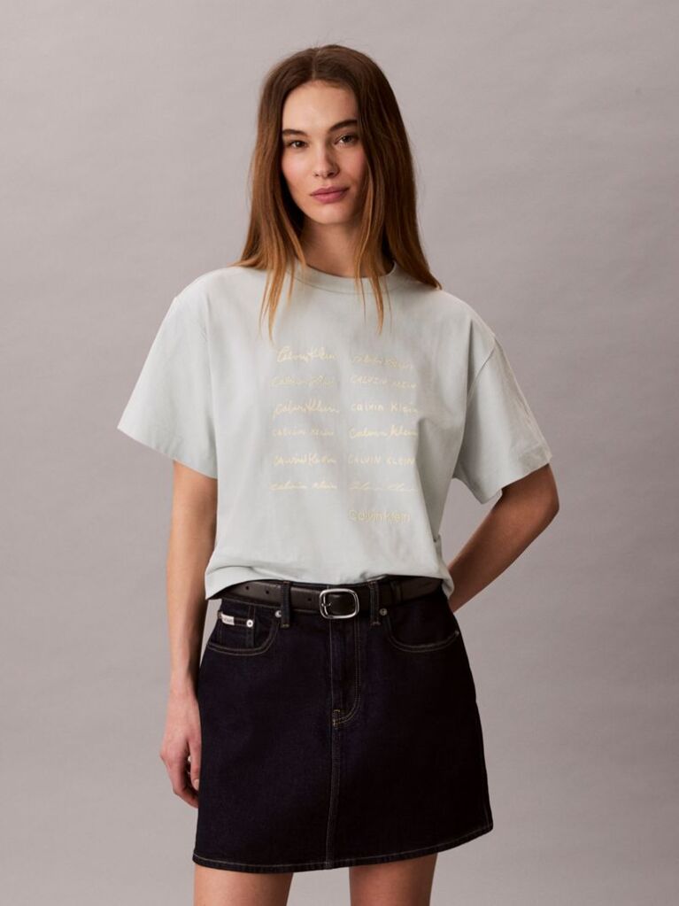 Grey Short Sleeve Cropped Boxy Graphic T-Shirt  Women