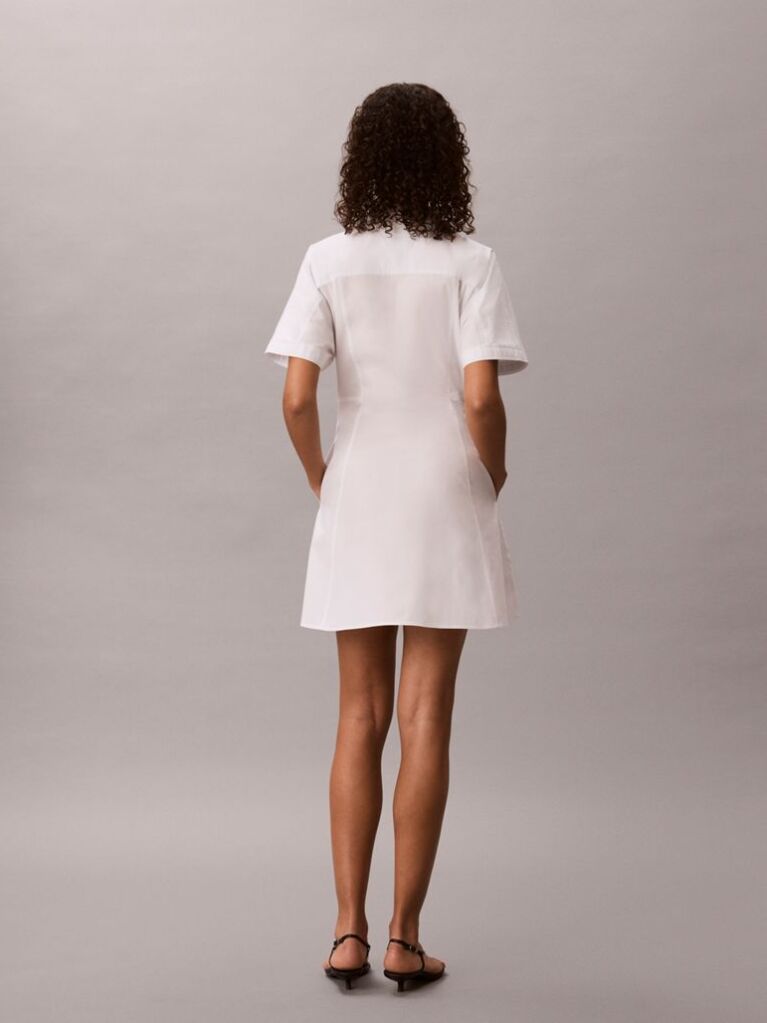 Alb Rochie Camasa Mini Din Poplin De Bumbac  Femei