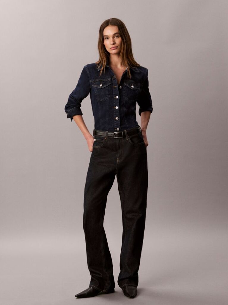 Denim Camasa Trucker Din Denim Sculpt Cu Nasturi  Femei