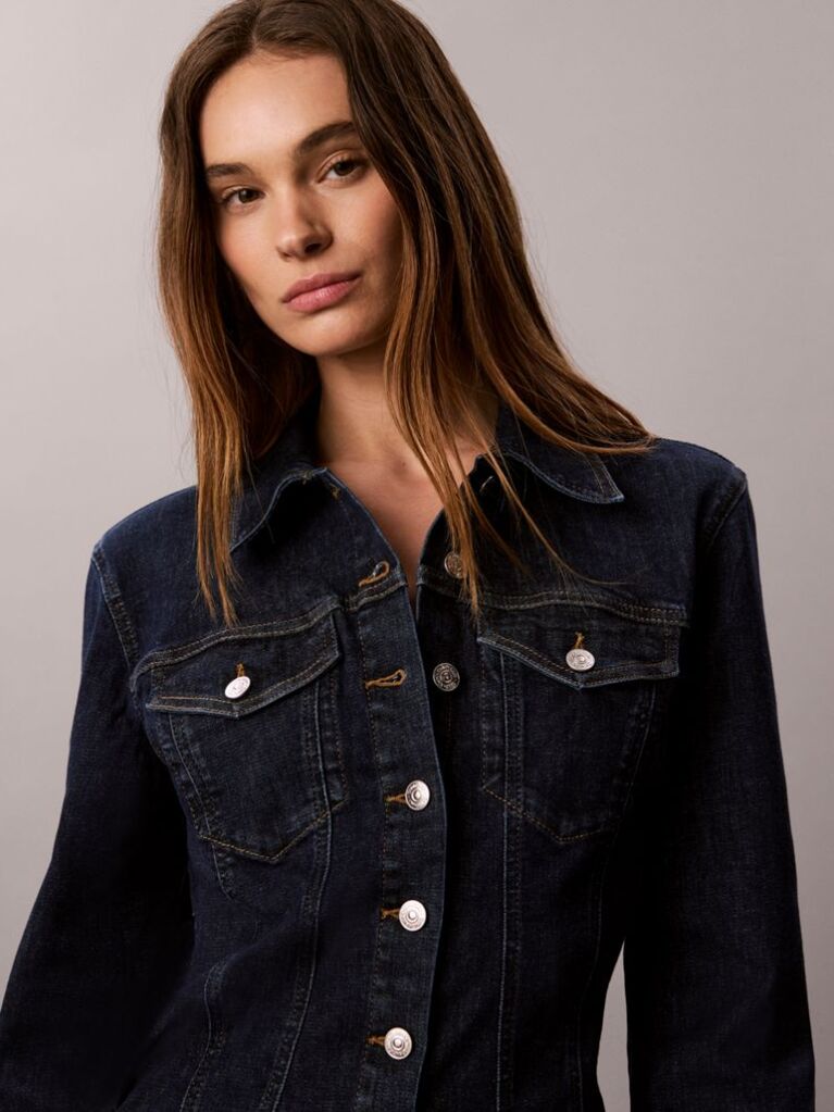 Denim Camasa Trucker Din Denim Sculpt Cu Nasturi  Femei