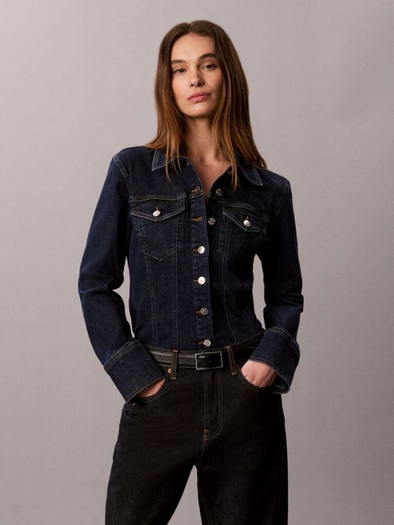Denim Camasa Trucker Din Denim Sculpt Cu Nasturi  Femei