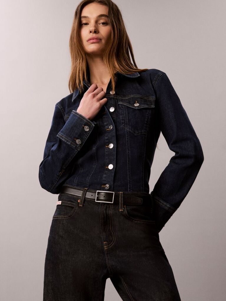 Denim Camasa Trucker Din Denim Sculpt Cu Nasturi  Femei
