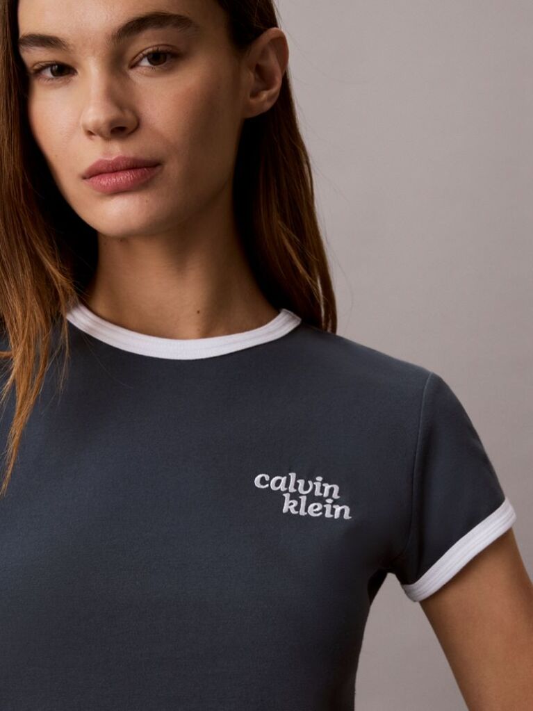 Albastru Tricou Ringer Cu Logo Brodat  Femei