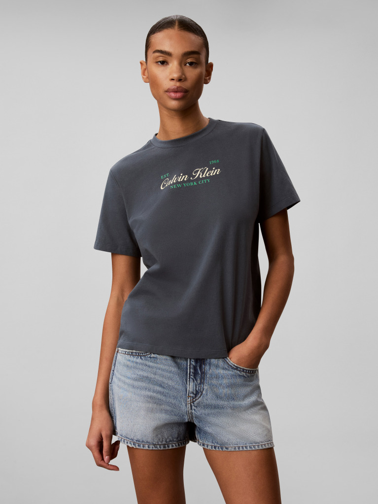 Blue Two-Tone Logo Crew Neck T-Shirt  Women