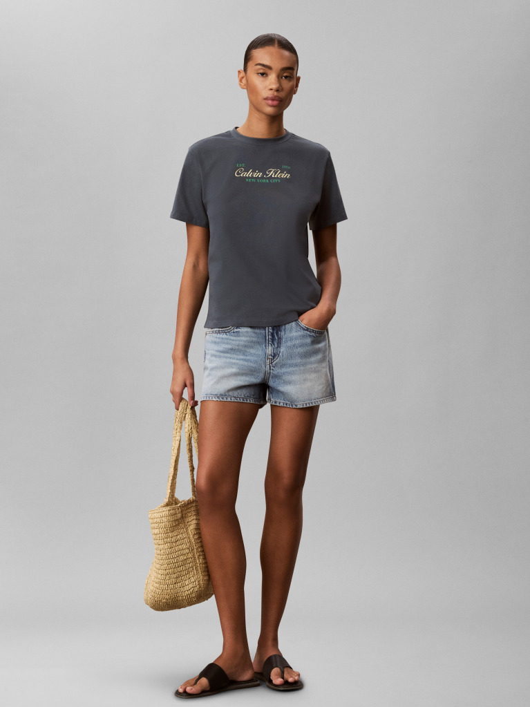 Blue Two-Tone Logo Crew Neck T-Shirt  Women