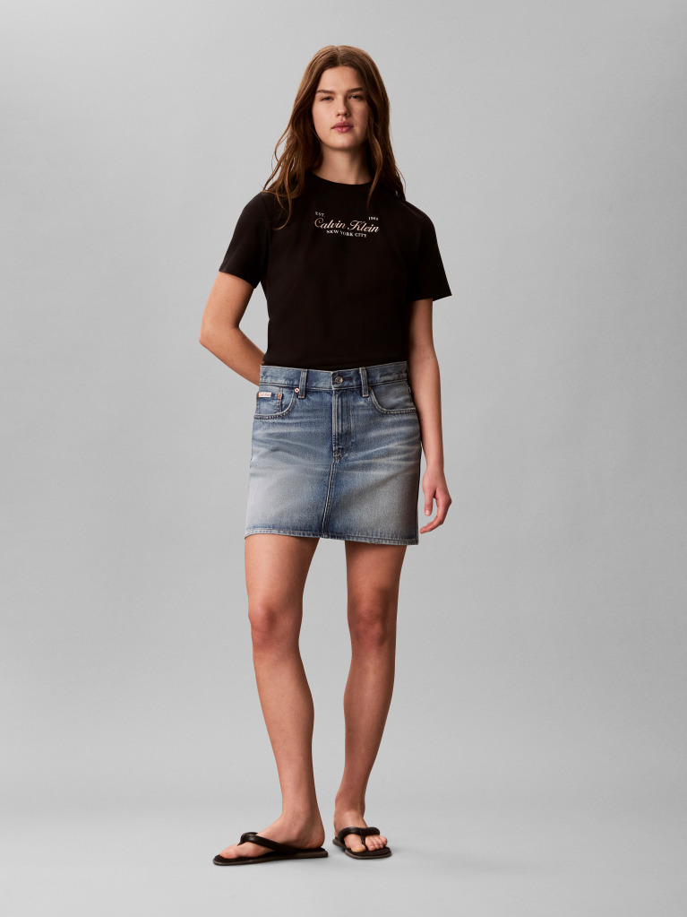Black Two-Tone Logo Crew Neck T-Shirt  Women