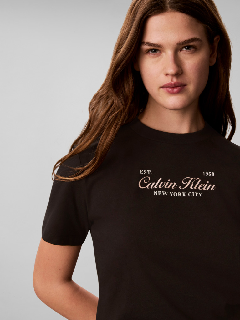 Black Two-Tone Logo Crew Neck T-Shirt  Women