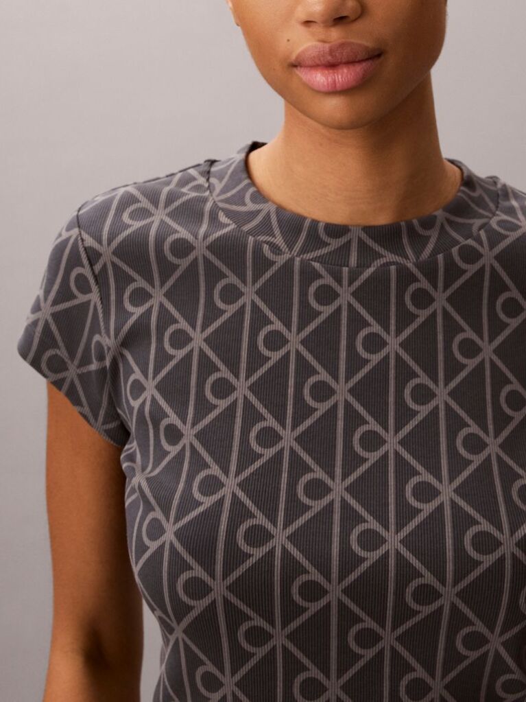 Albastru Tricou Cropped Cu Imprimeu Emblema  Femei