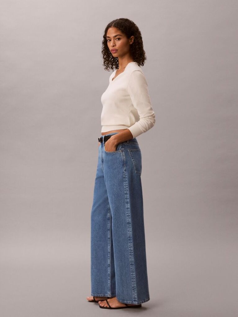 Denim Blugi Cu Croiala Wide Leg  Femei