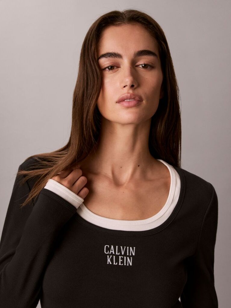 Negru Rochie Mini Reiata Cu Logo Grafic  Femei