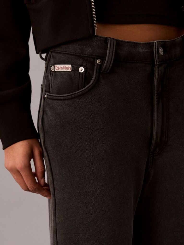 Negru Pantaloni Largi Din Bumbac Flausat  Femei
