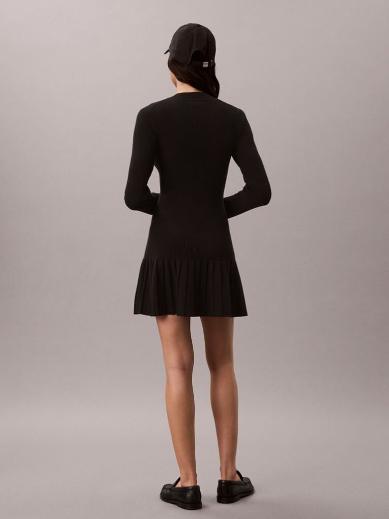 Negru Rochie Mini Evazata Din Bumbac Reiat  Femei