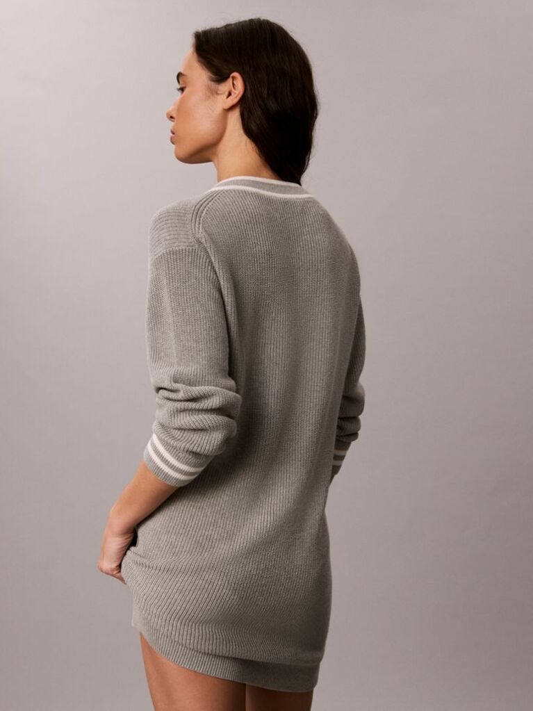 Gri Rochie Tricotata Din Bumbac, Tip Pulover  Femei