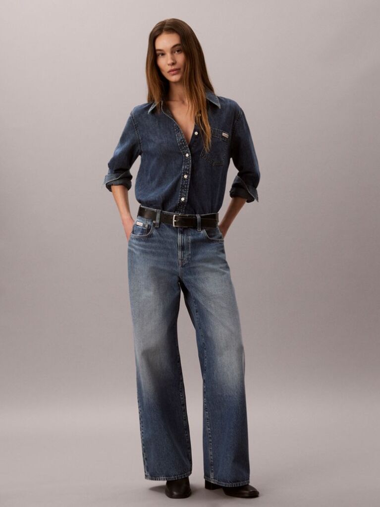 Denim Blugi Cu Croiala Larga  Femei
