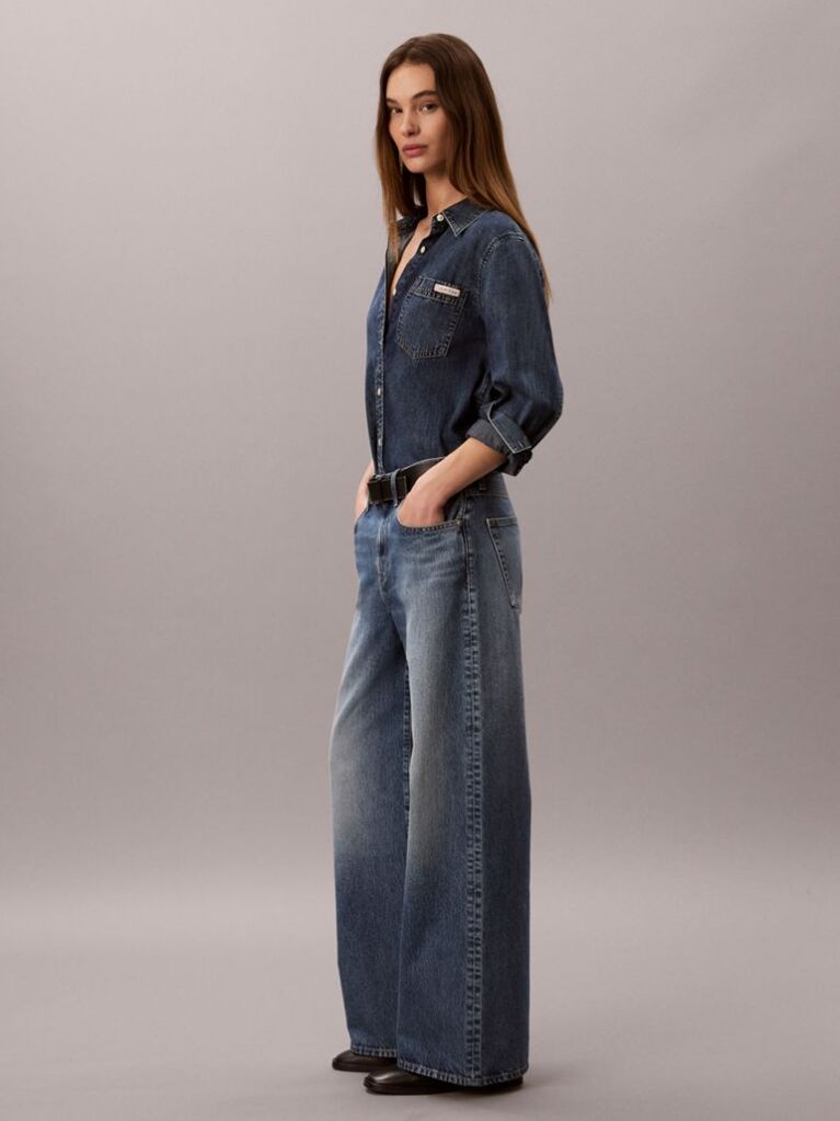 Denim Blugi Cu Croiala Larga  Femei