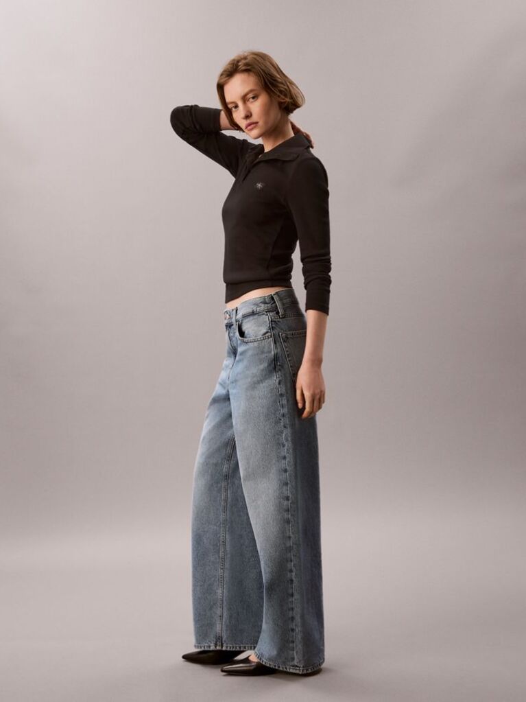 Denim Blugi Baggy Cu Talie Joasa  Femei