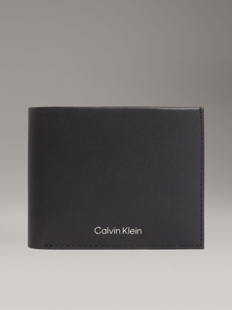 Black Leather RFID Billfold Wallet  Men