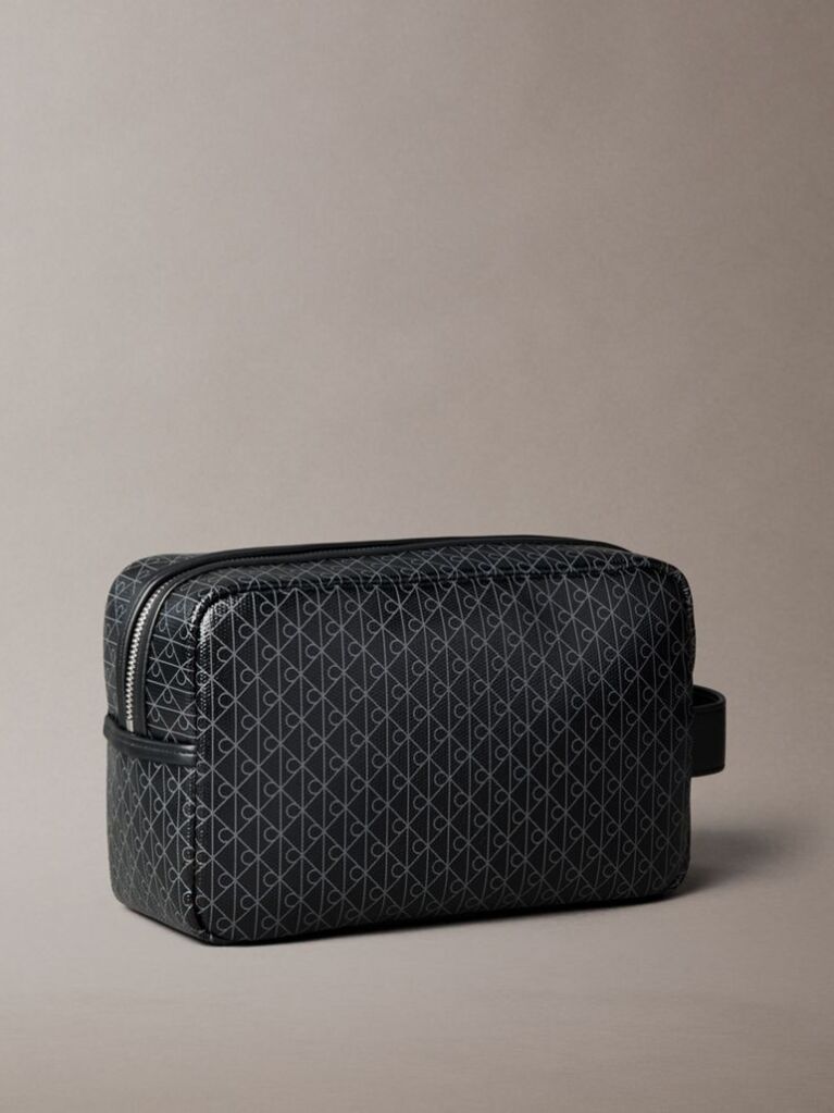 Negru Geanta Cosmetica Cu Fermoar Si Logo Monogram  Barbati