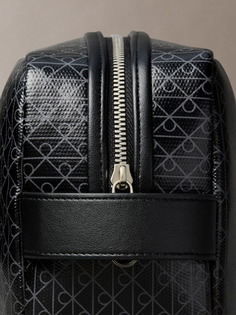 Negru Geanta Cosmetica Cu Fermoar Si Logo Monogram  Barbati