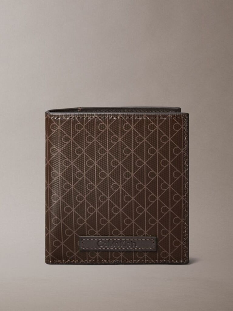 Brown Allover Monogram Logo Bifold Wallet  Men