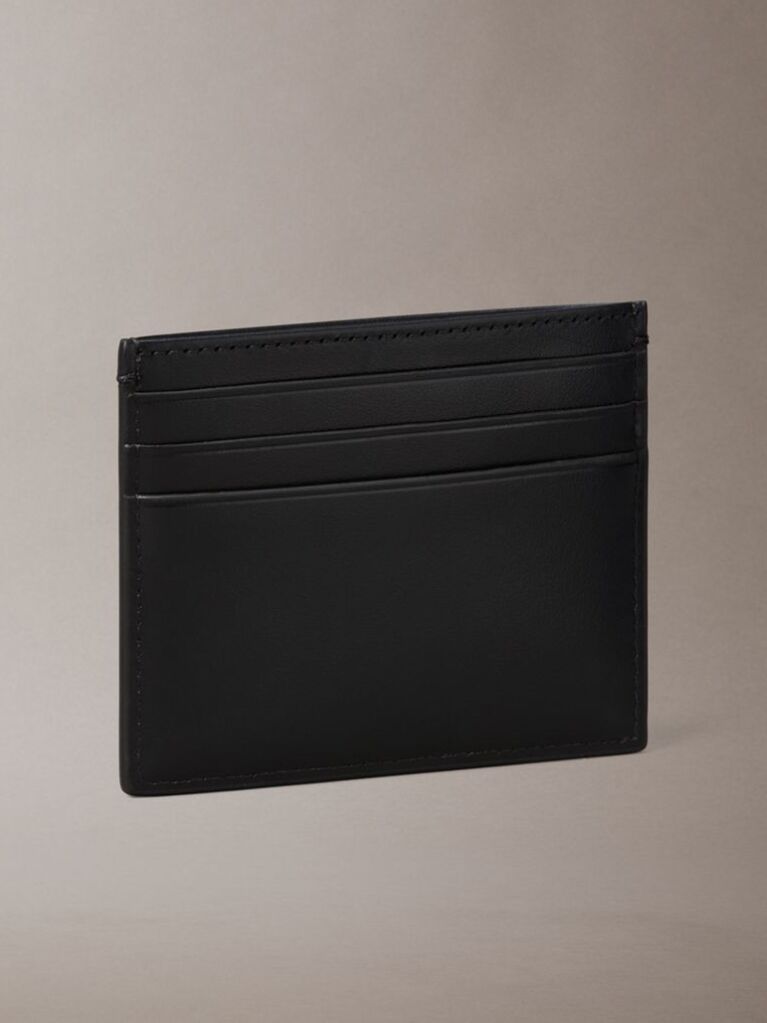 Negru Portcard Din Piele Cu Protectie RFID Si Logo Emblematic  Barbati