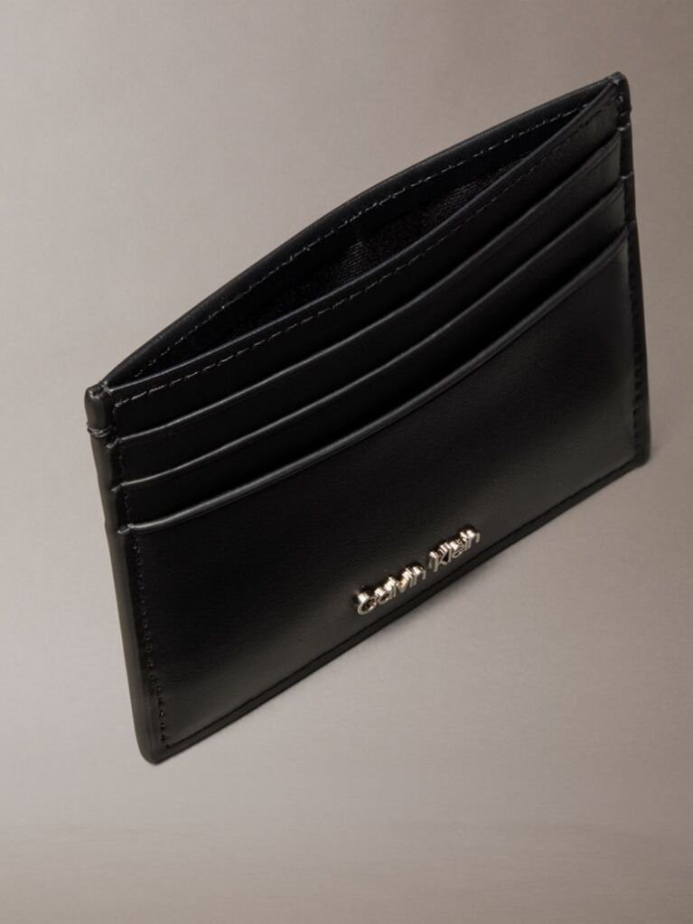 Negru Portcard Din Piele Cu Protectie RFID Si Logo Emblematic  Barbati