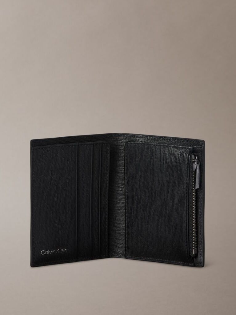 Negru Portofel Pliabil Din Piele Cu Protectie RFID Si Logo Emblematic  Barbati
