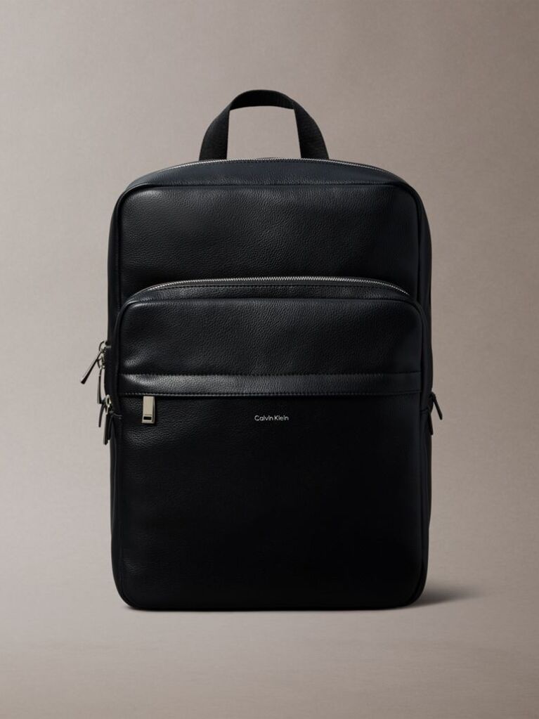 Negru Rucsac Patrat Compact Cu Textura Micro Pebble  Barbati