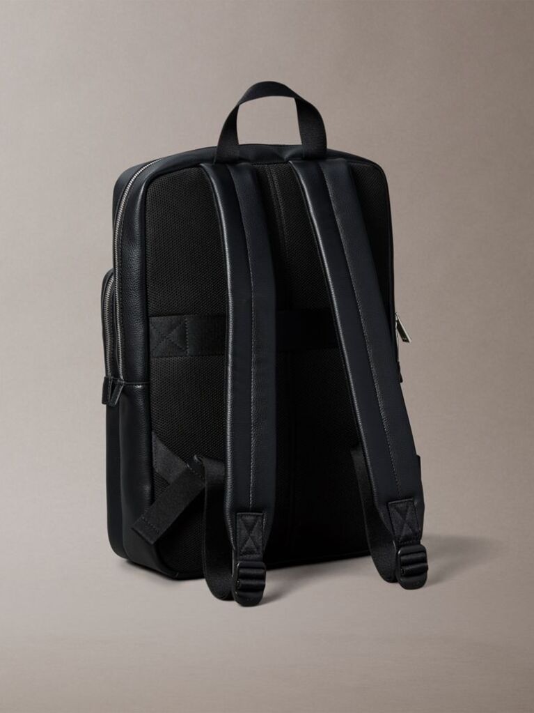 Negru Rucsac Patrat Compact Cu Textura Micro Pebble  Barbati