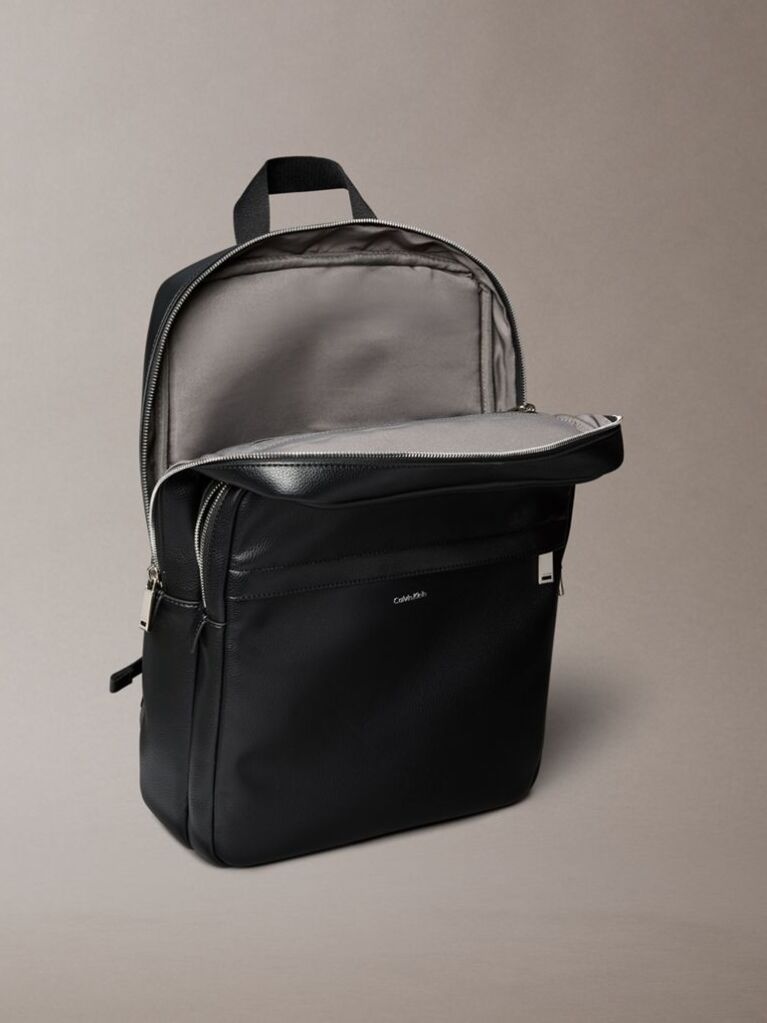Negru Rucsac Patrat Compact Cu Textura Micro Pebble  Barbati