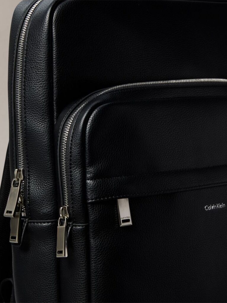 Negru Rucsac Patrat Compact Cu Textura Micro Pebble  Barbati