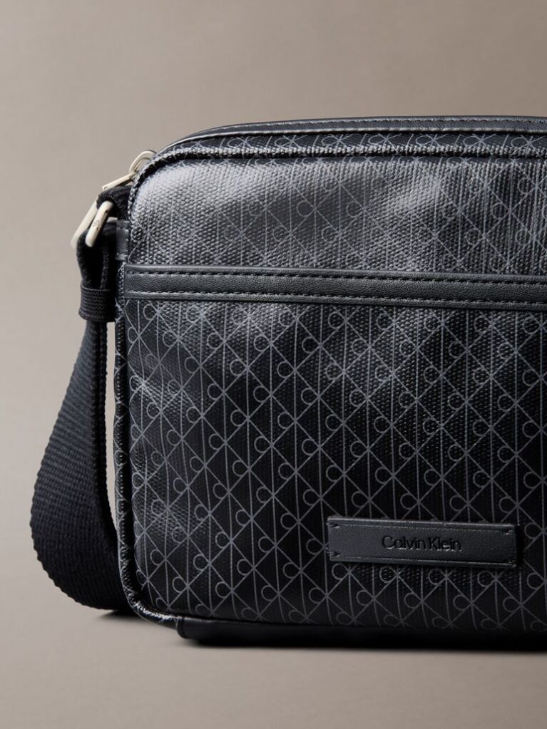 Negru Geanta Crossbody Cu Emblema Logo Integral  Barbati