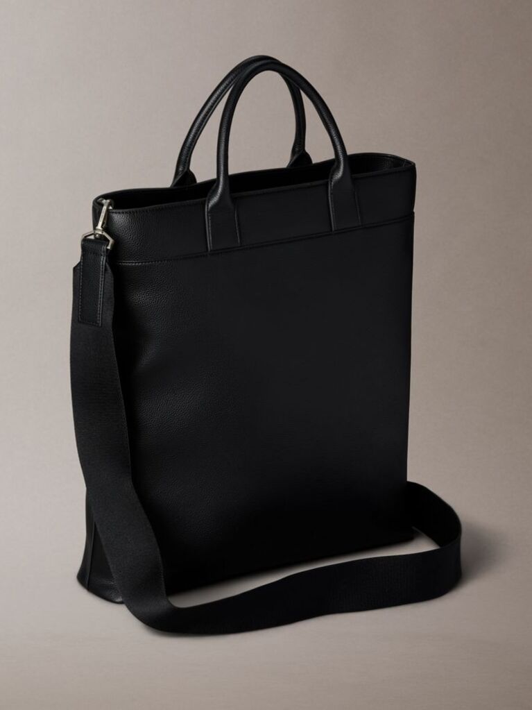 Negru Geanta De Laptop Slim Cu Logo In Relief  Barbati