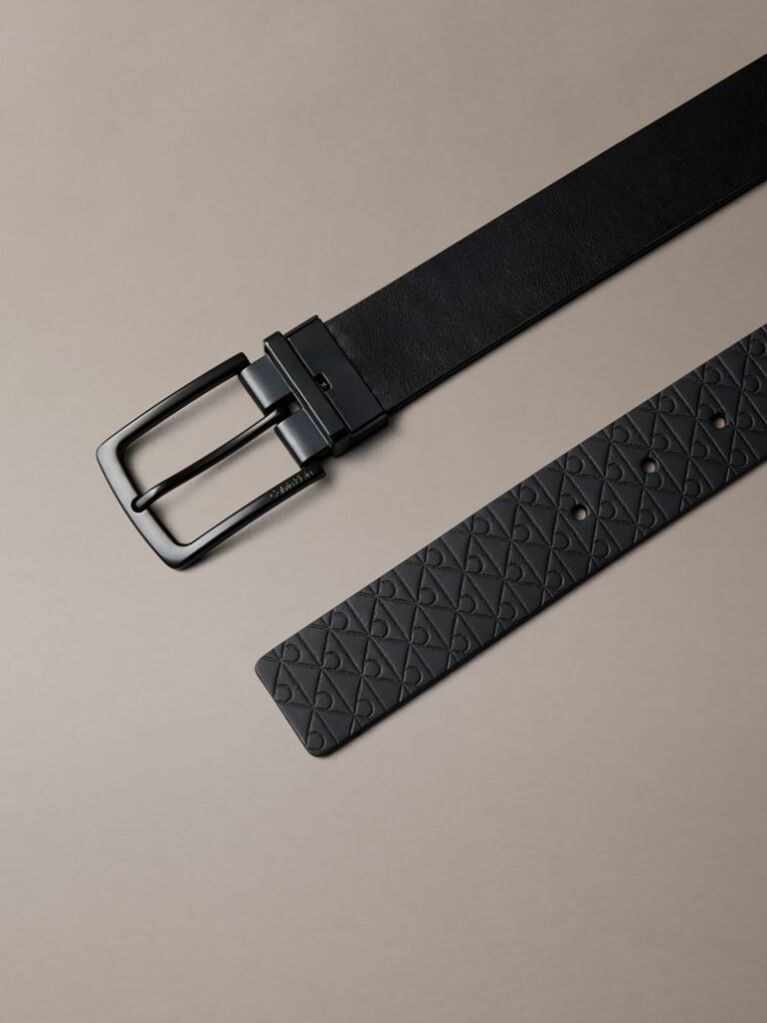 Negru Curea Reversibila Din Piele Full-Grain  Barbati