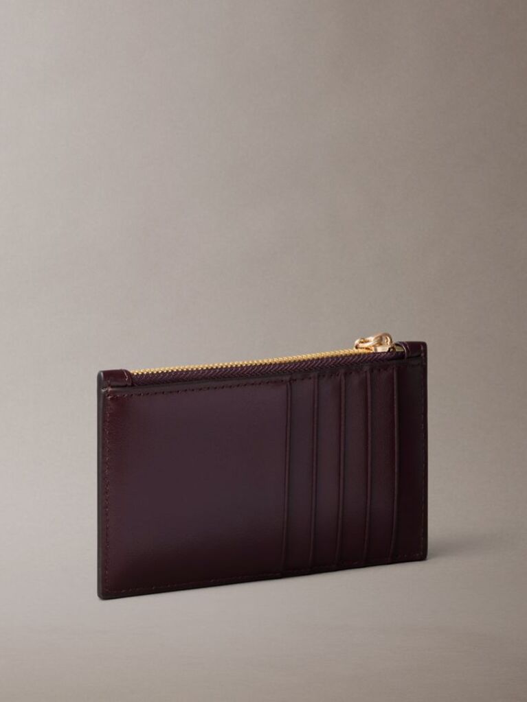 Red Leather Zip Card Holder  Women