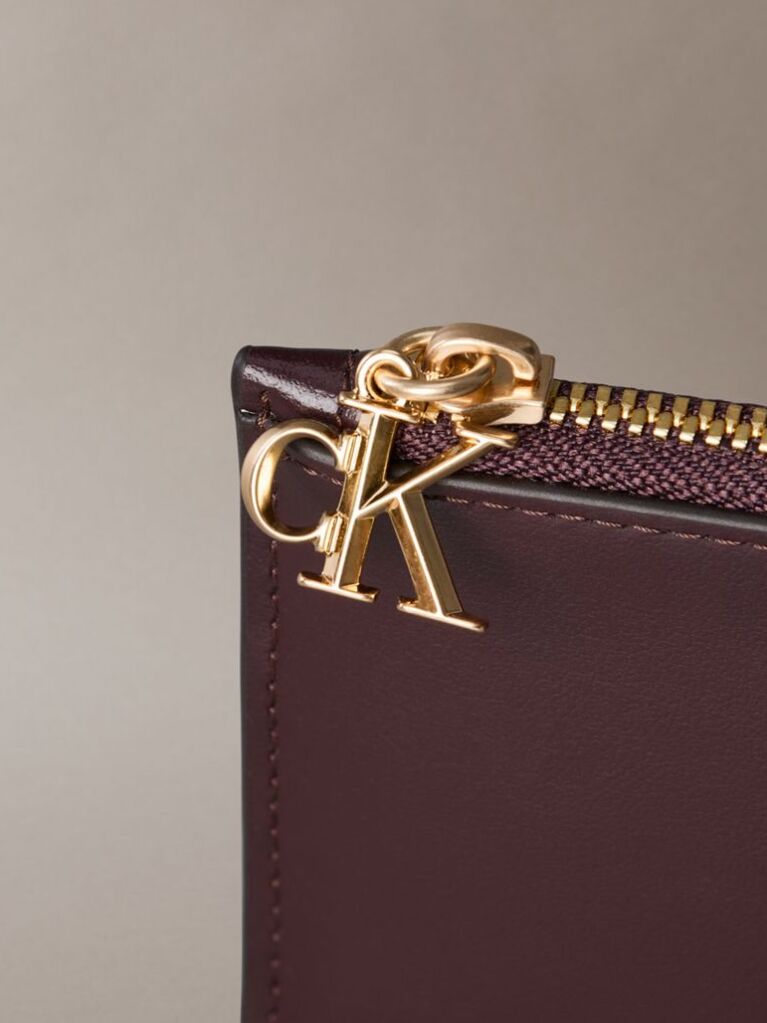 Red Leather Zip Card Holder  Women
