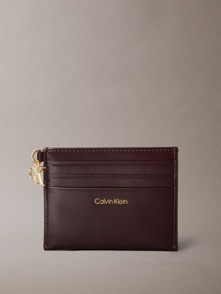 Red Leather Zip Card Holder  Women
