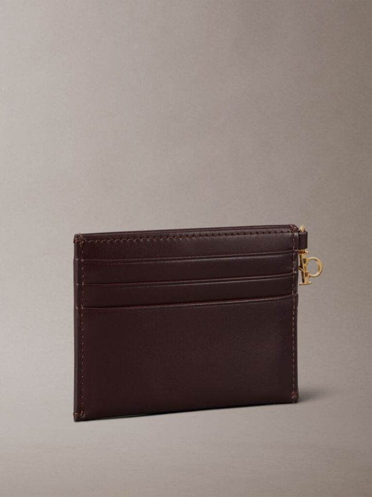 Red Leather Zip Card Holder  Women