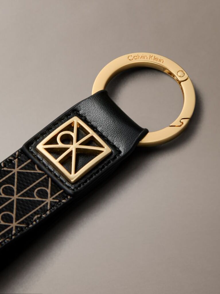 Black Monogram Logo Key Fob and Card Holder  Women