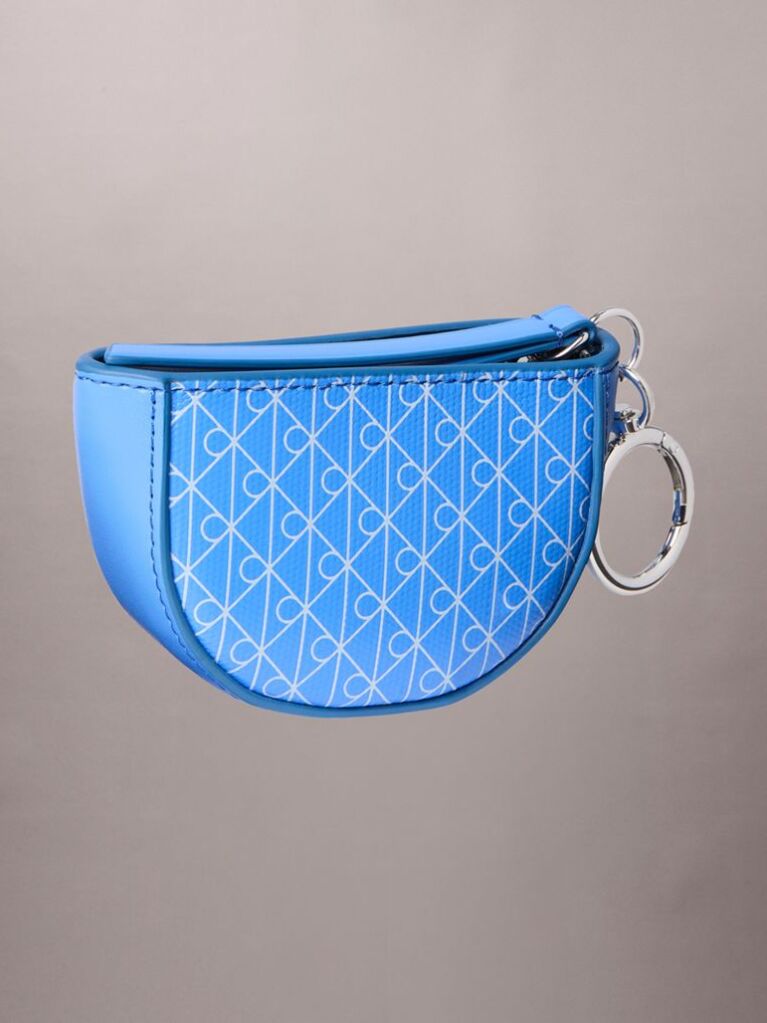 Albastru Charm Pentru Geanta Mini Pouch Cu Fermoar Si Emblema Logo  Femei