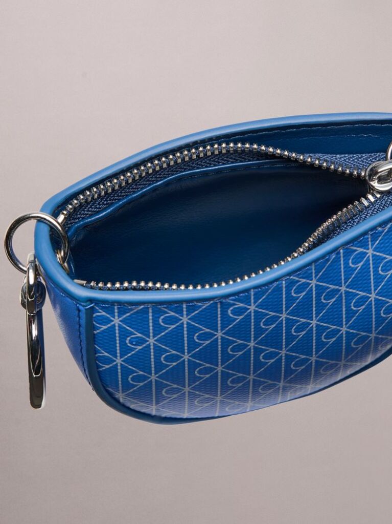 Albastru Charm Pentru Geanta Mini Pouch Cu Fermoar Si Emblema Logo  Femei